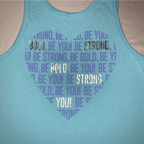 GAP Be You Heart Tank Top Turquoise Blue Girls M Spring Summer Lightweight Shirt - Picture 2 of 5